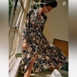 Sezane Lauretta dress in Black/Floral Print